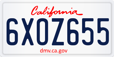 CA license plate 6XOZ655