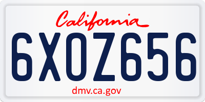 CA license plate 6XOZ656