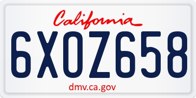 CA license plate 6XOZ658