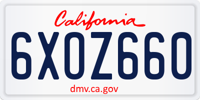 CA license plate 6XOZ660