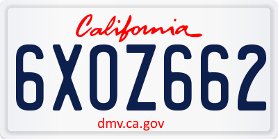 CA license plate 6XOZ662