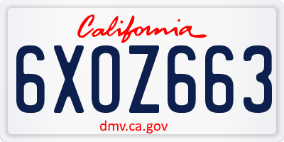 CA license plate 6XOZ663