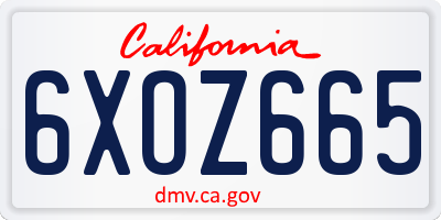CA license plate 6XOZ665