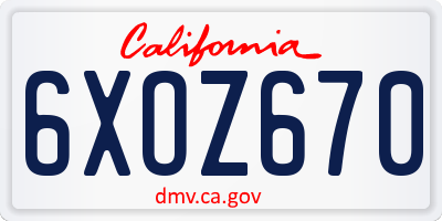 CA license plate 6XOZ670
