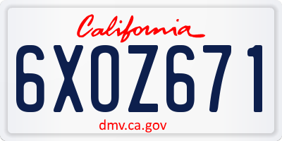 CA license plate 6XOZ671