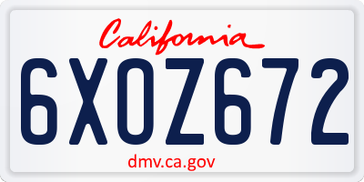CA license plate 6XOZ672