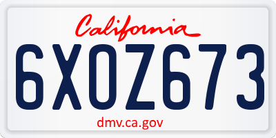 CA license plate 6XOZ673
