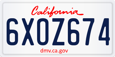 CA license plate 6XOZ674
