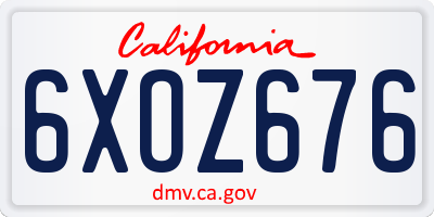 CA license plate 6XOZ676