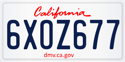CA license plate 6XOZ677