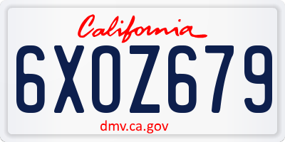 CA license plate 6XOZ679