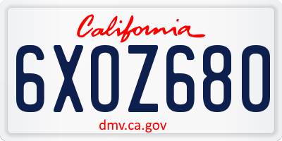 CA license plate 6XOZ680