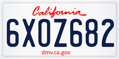 CA license plate 6XOZ682