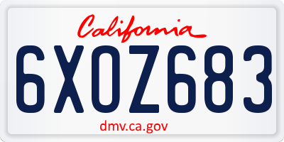 CA license plate 6XOZ683