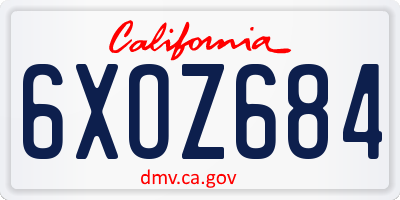 CA license plate 6XOZ684