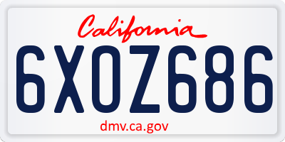 CA license plate 6XOZ686