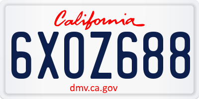 CA license plate 6XOZ688