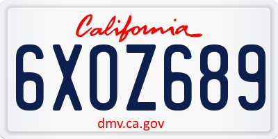 CA license plate 6XOZ689