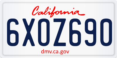 CA license plate 6XOZ690