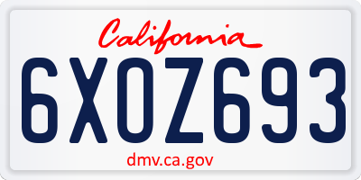 CA license plate 6XOZ693