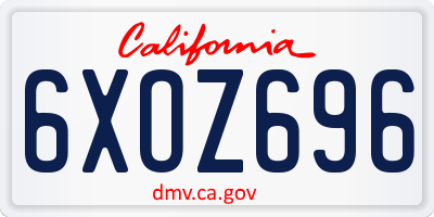 CA license plate 6XOZ696