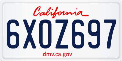 CA license plate 6XOZ697