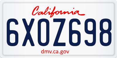CA license plate 6XOZ698
