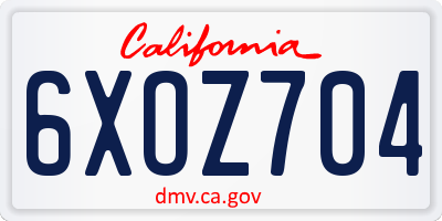 CA license plate 6XOZ704