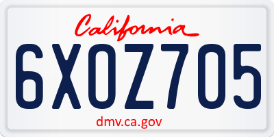 CA license plate 6XOZ705