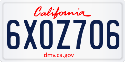 CA license plate 6XOZ706