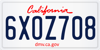 CA license plate 6XOZ708