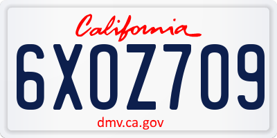 CA license plate 6XOZ709