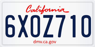 CA license plate 6XOZ710