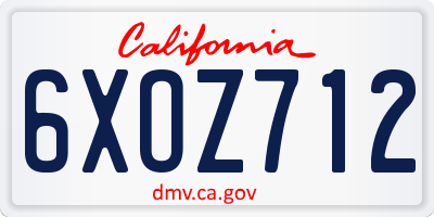 CA license plate 6XOZ712