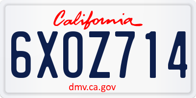 CA license plate 6XOZ714