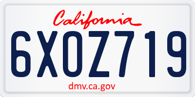 CA license plate 6XOZ719
