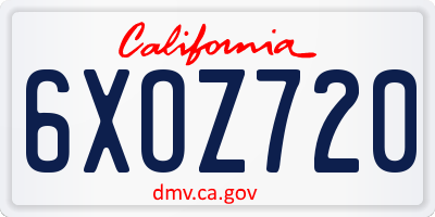 CA license plate 6XOZ720