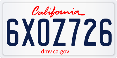 CA license plate 6XOZ726