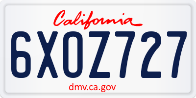 CA license plate 6XOZ727