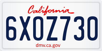 CA license plate 6XOZ730