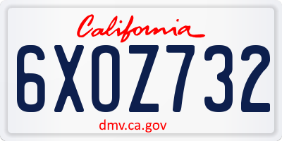 CA license plate 6XOZ732