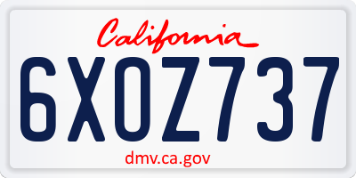 CA license plate 6XOZ737