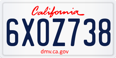 CA license plate 6XOZ738