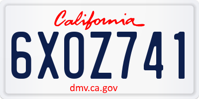 CA license plate 6XOZ741