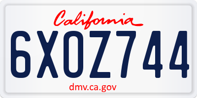 CA license plate 6XOZ744