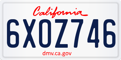 CA license plate 6XOZ746