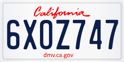 CA license plate 6XOZ747