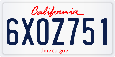 CA license plate 6XOZ751