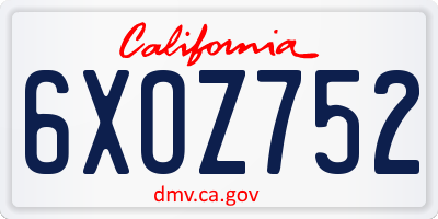 CA license plate 6XOZ752