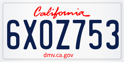 CA license plate 6XOZ753